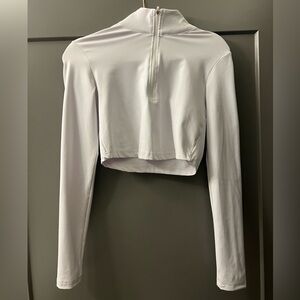 Gold Hinge White Athletic Half-Zip Crop Top